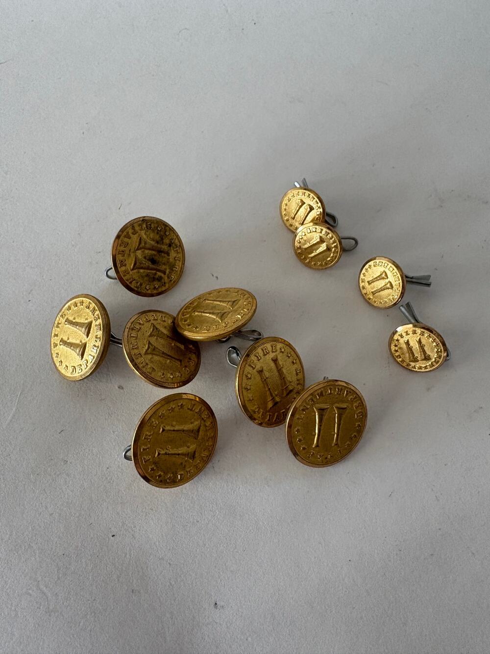 Vintage Waterbury Fire Captain 2 Bugle Brass Uniform Buttons Lot of 11
